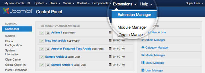 Update Joomla Extensions