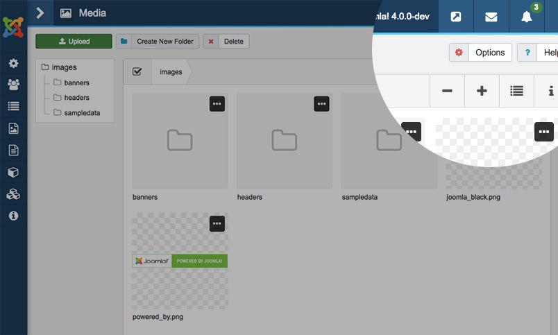 Joomla 4 Media Manager Zoom In Out