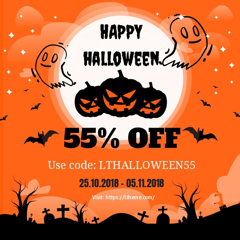 Awesome Halloween deals for getting 55% OFF for all orders from the best website template providers!