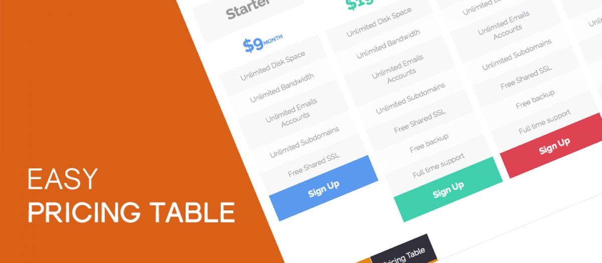 Easy Pricing Table