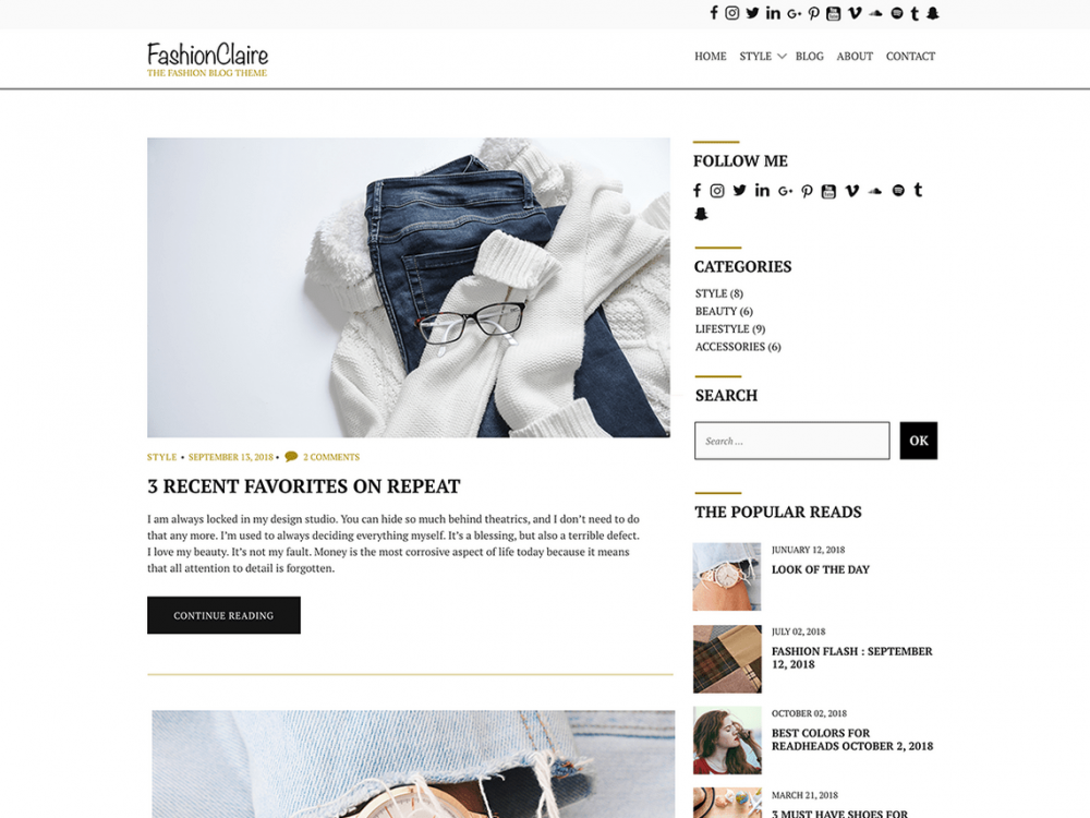 Free Fashionclaire Wordpress Theme