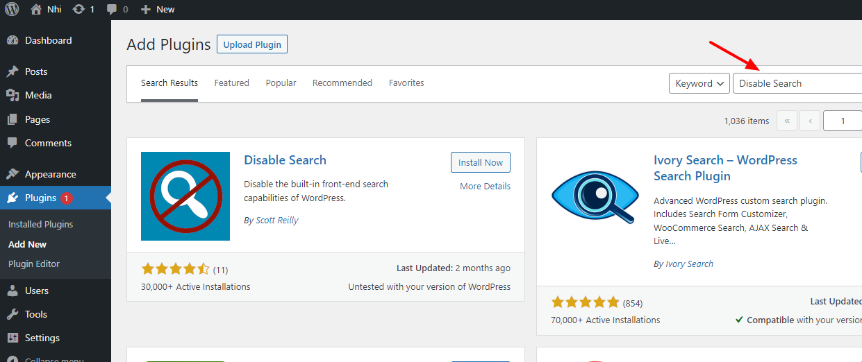 Disable The Search Feature In Wordpress