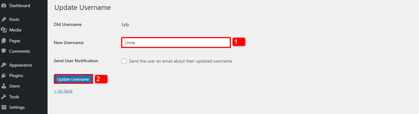 Change Wordpress Username 6