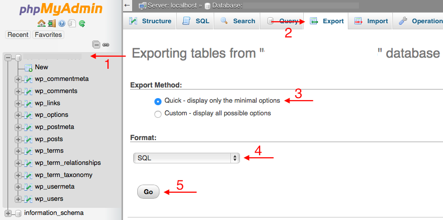 Export Database Current Phpmyadmin