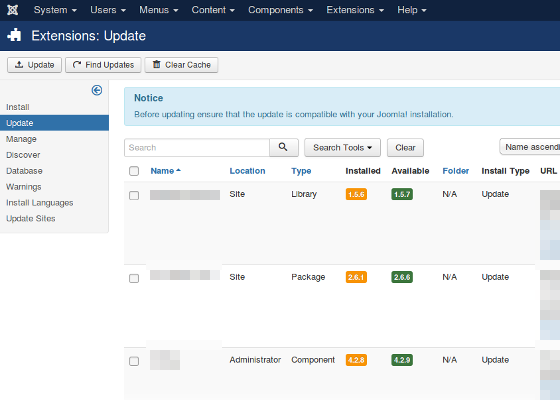 joomla updates