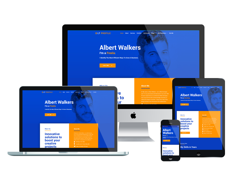 Lt Profile Free Elementor Wordpress Theme