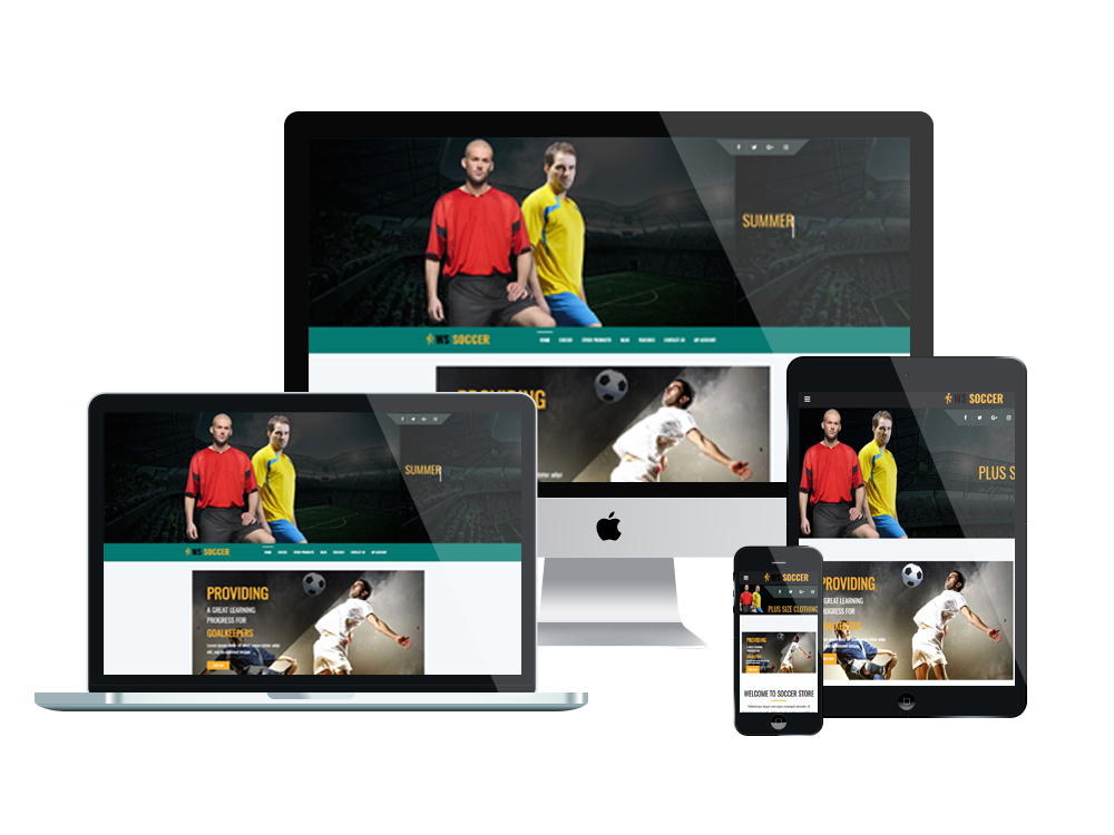 Ws Soccer Free Responsive Woocommerce Wordpress Theme Mockup