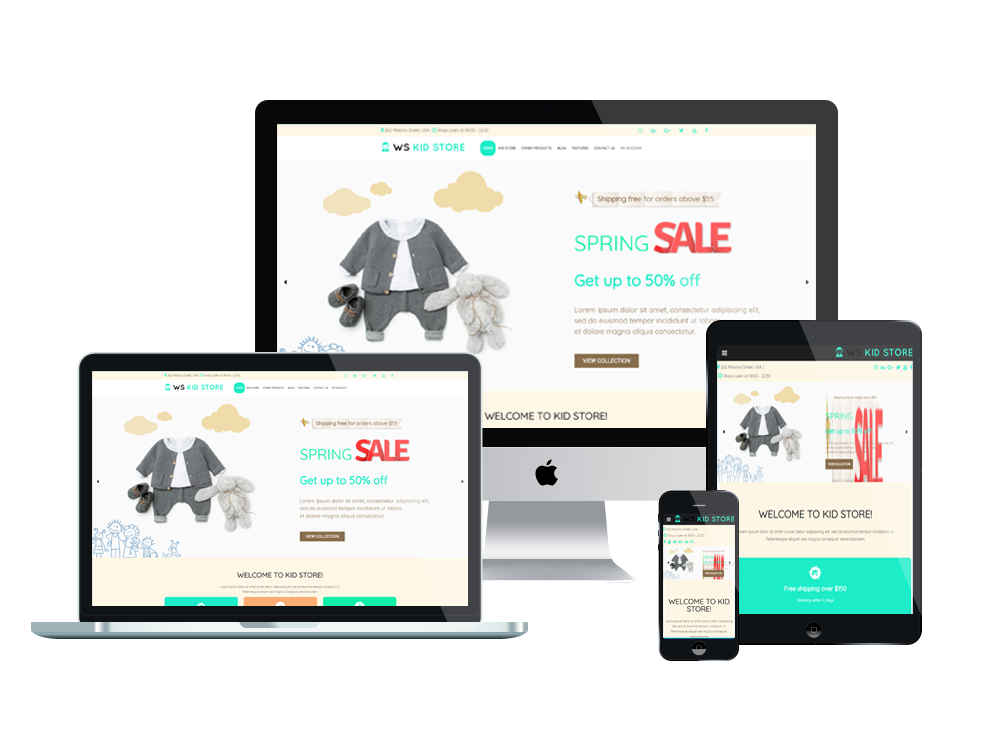 Ws Kid Free Responsive Woocommerce Wordpress Theme Mockup