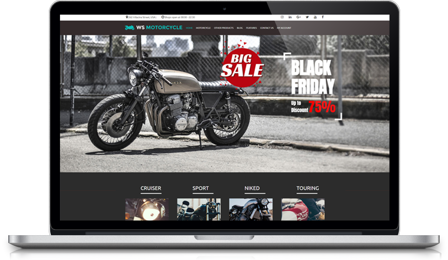 Ws Motorcycle Free Responsive Woocommerce Wordpress Theme Mockup