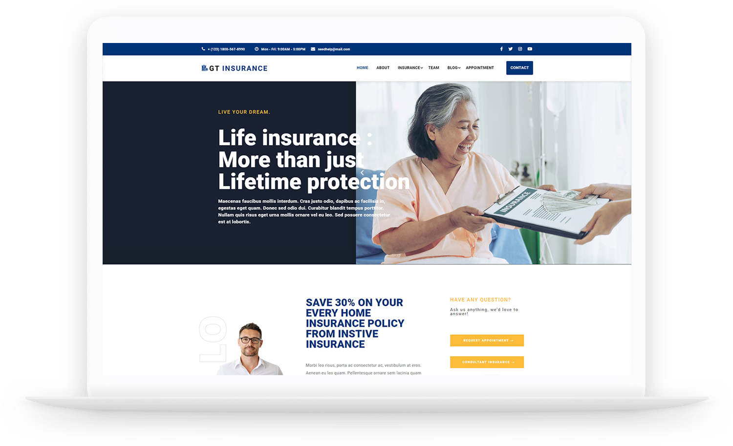 Gt Insurance Wordpress Theme Fre