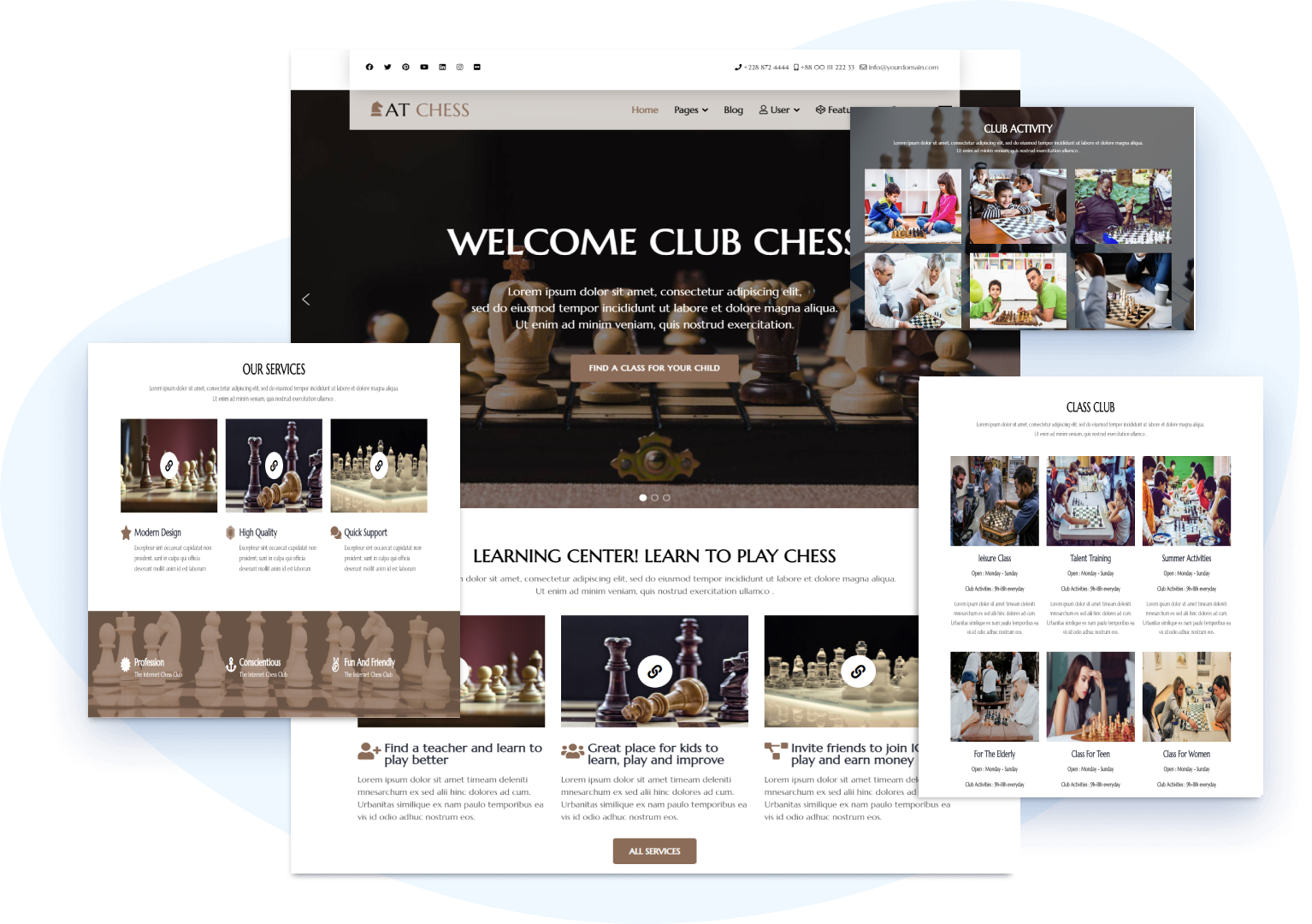 Chess Club Home Page Divi Layout by Elegant Themes