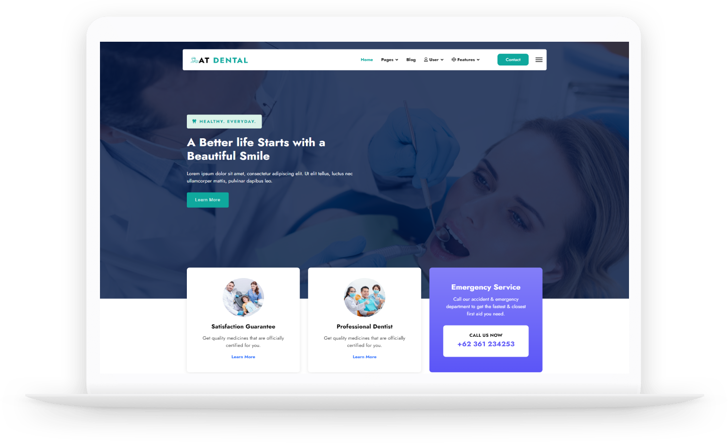 AT Dental Free Responsive Dental website templates