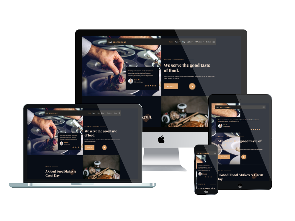 At Restaurant Responsive Mockup